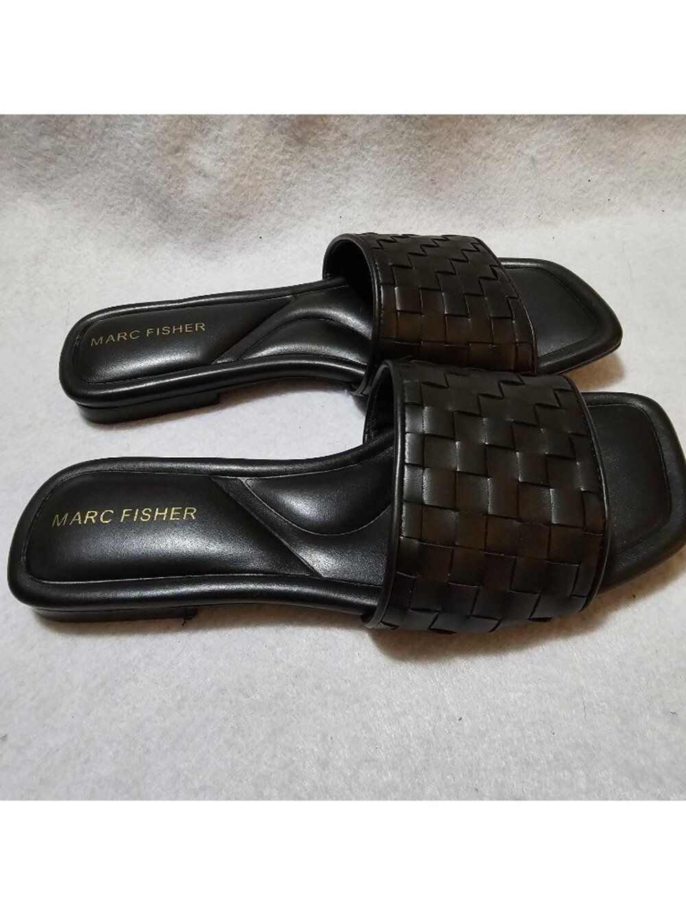 NWOB Marc Fisher Black Basket Weave Sandals 6.5. Cruise, Quiet Luxury, Summer.